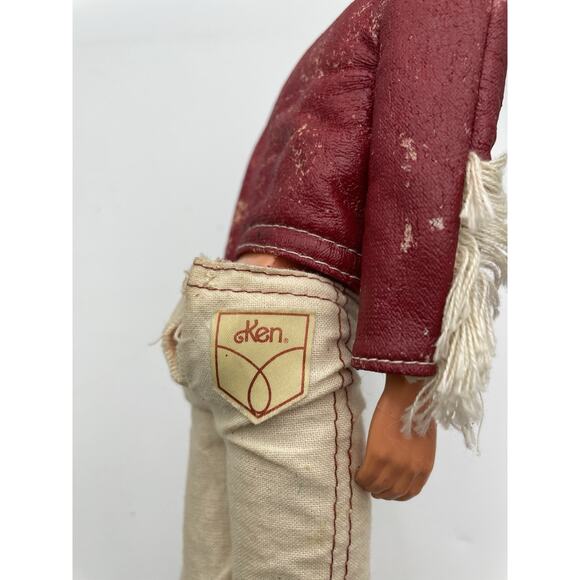 Vintage 1968 Ken Doll Barbies Boyfriend Rooted Brown Hair Western Jacket Pants - Picture 8 of 9
